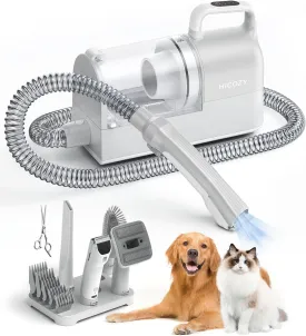 Hicozy S1  Dog Grooming Vacuum, 12000Pa Minimum 50dB Quiet Dog Vacuum for Shedding Grooming with 2L Dust Cup, 6 Professional Pet Accessories with Clippers, Gray