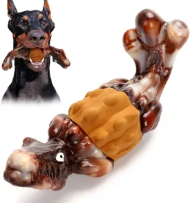 Indestructible Dog Chew Toys for Aggressive Chewers - Durable Rubber Bacon-Flavored Toy to Keep Them Busy(Large/Medium Breeds)