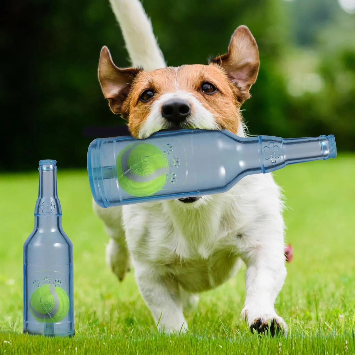 Indestructible Dog Toys for Aggressive Chewers, Contains Tennis Ball, Durable Squeaky Dog Toys (Blue, L)