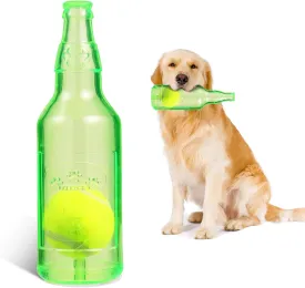 Indestructible Dog Toys for Aggressive Chewers, Contains Tennis Ball, Durable Squeaky Toys (Green, L)