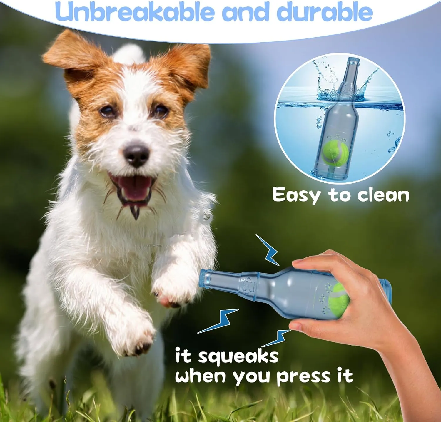 Indestructible Dog Toys for Aggressive Chewers, Contains Tennis Ball, Durable Squeaky Toys (Green, L)