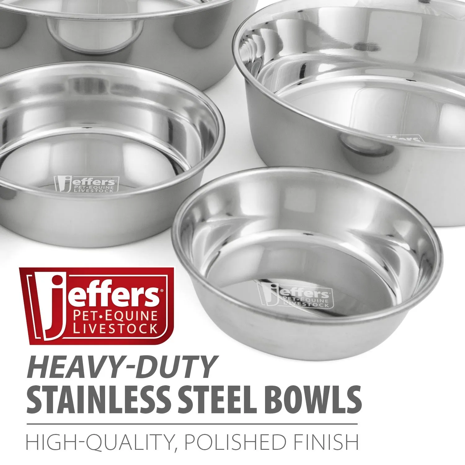 Jeffers Heavy Duty Stainless Steel Food & Water Bowls for Pets