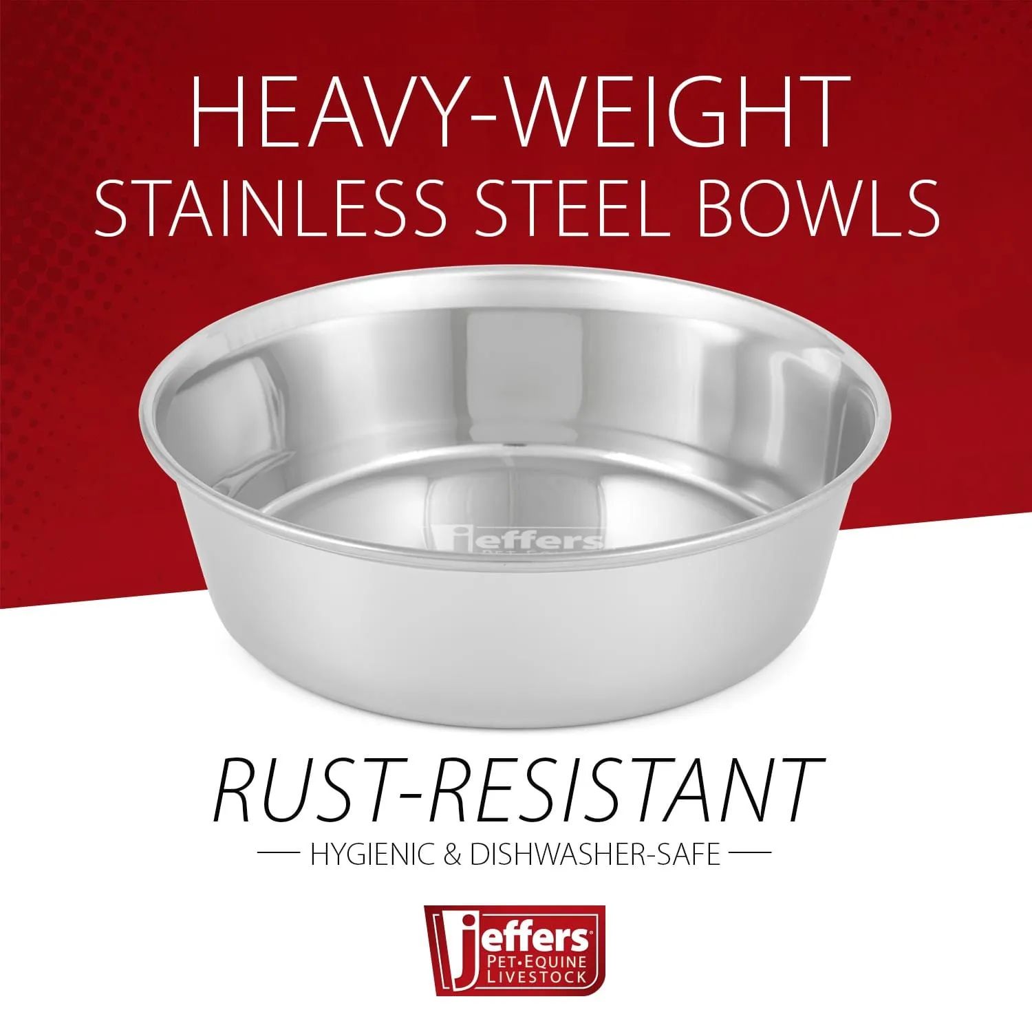 Jeffers Heavy Duty Stainless Steel Food & Water Bowls for Pets