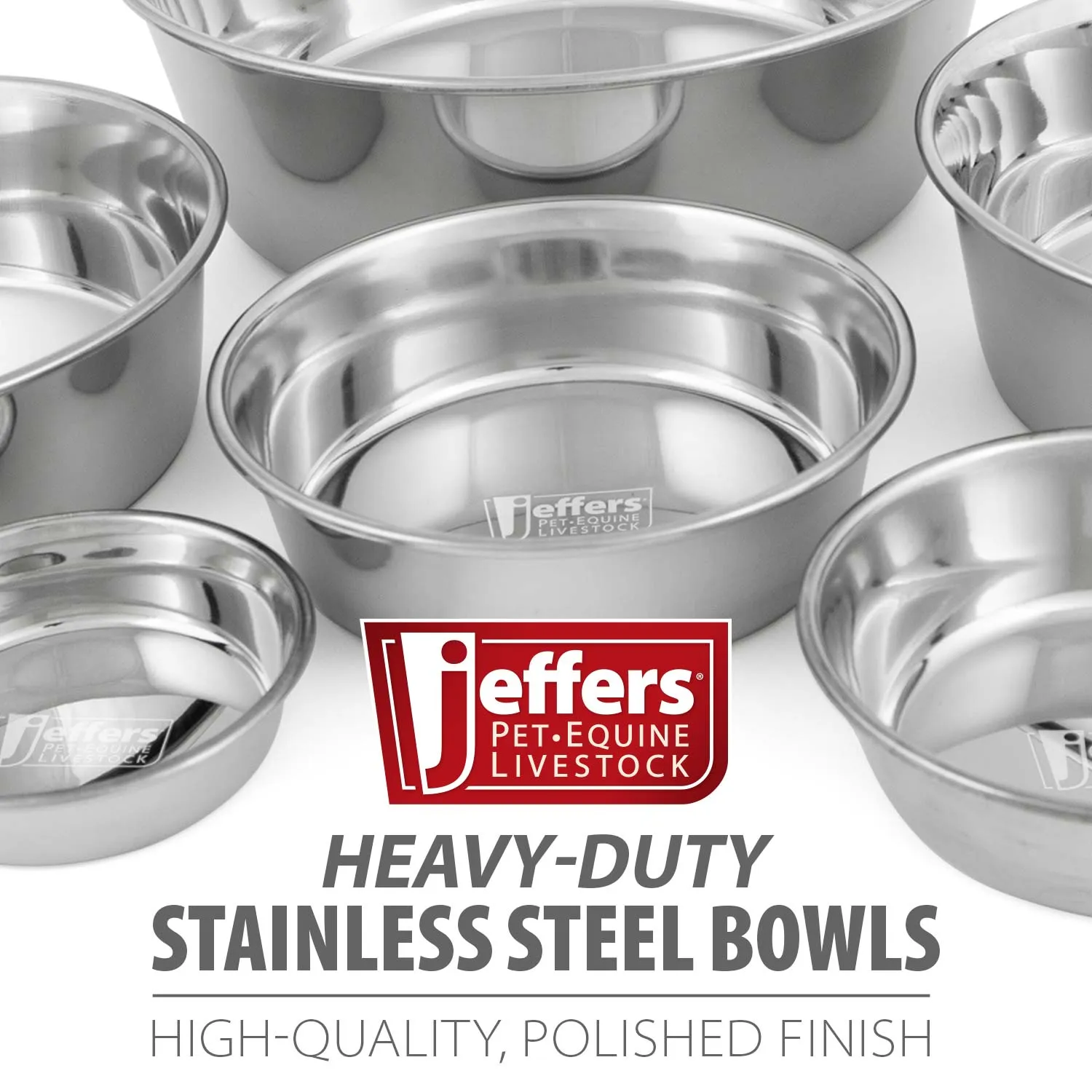 Jeffers Heavy Duty Stainless Steel Food & Water Bowls for Pets