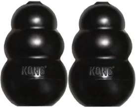 Kong Extreme Dog Toy 2-Pack, Large - Tough Chew Toys for Aggressive Chewers - Black Durable Rubber