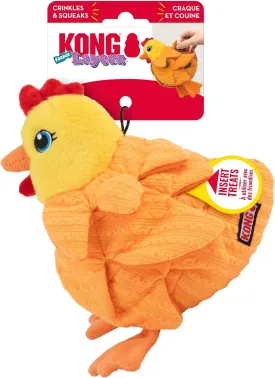 KONG Layerz Forage - Crackle Material with Plush Pockets for Treat Dispensing - Dog Toy (Hen)