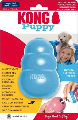 KONG Puppy - Natural Teething Rubber Chew Toy for Dogs - Stuffable Dog Toy for Extended Playtime - Chew & Fetch Toy for Puppies - For Large Puppies - Blue