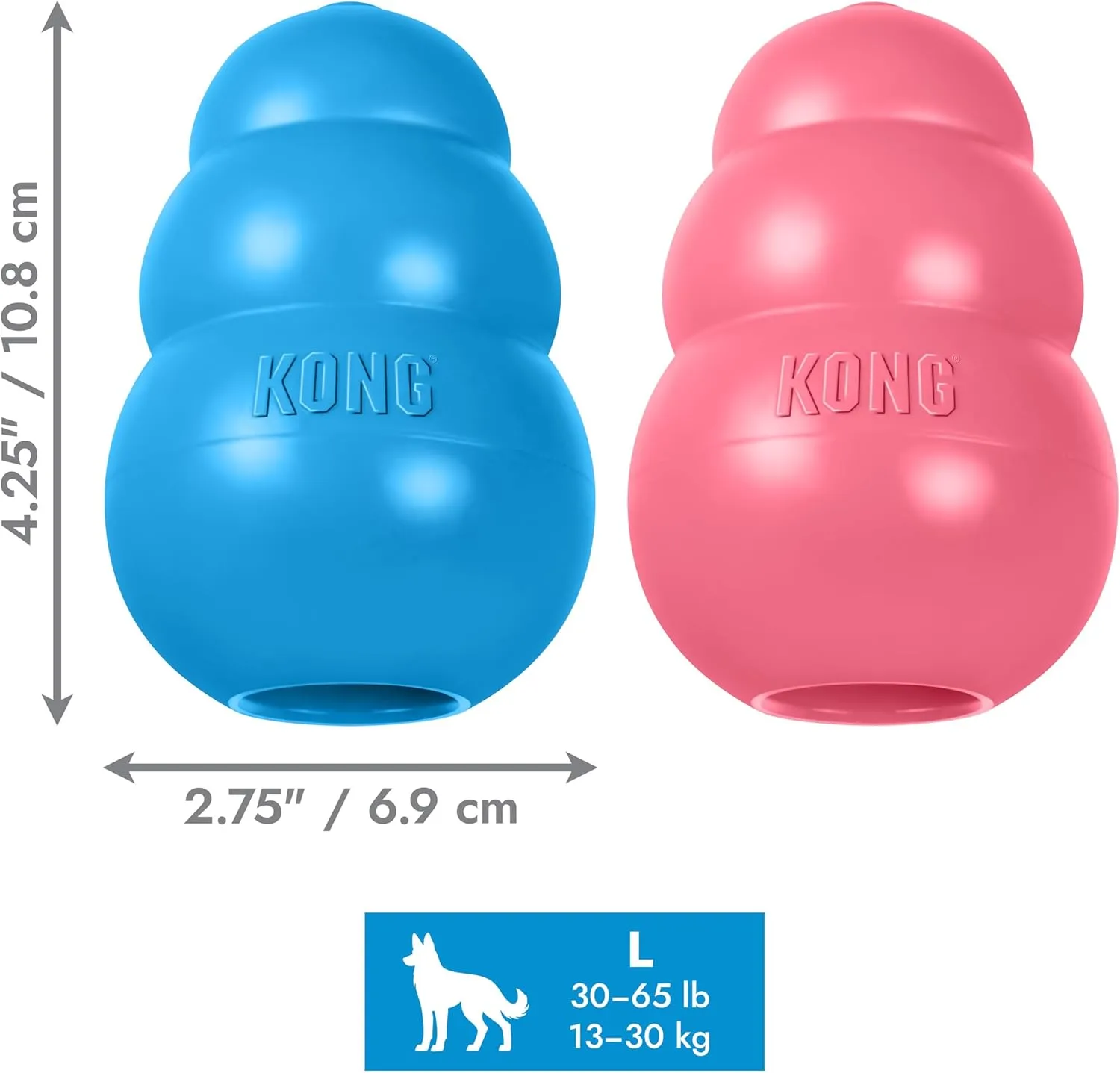 KONG Puppy - Natural Teething Rubber Chew Toy for Dogs - Stuffable Dog Toy for Extended Playtime - Chew & Fetch Toy for Puppies - for Large Puppies - Pink