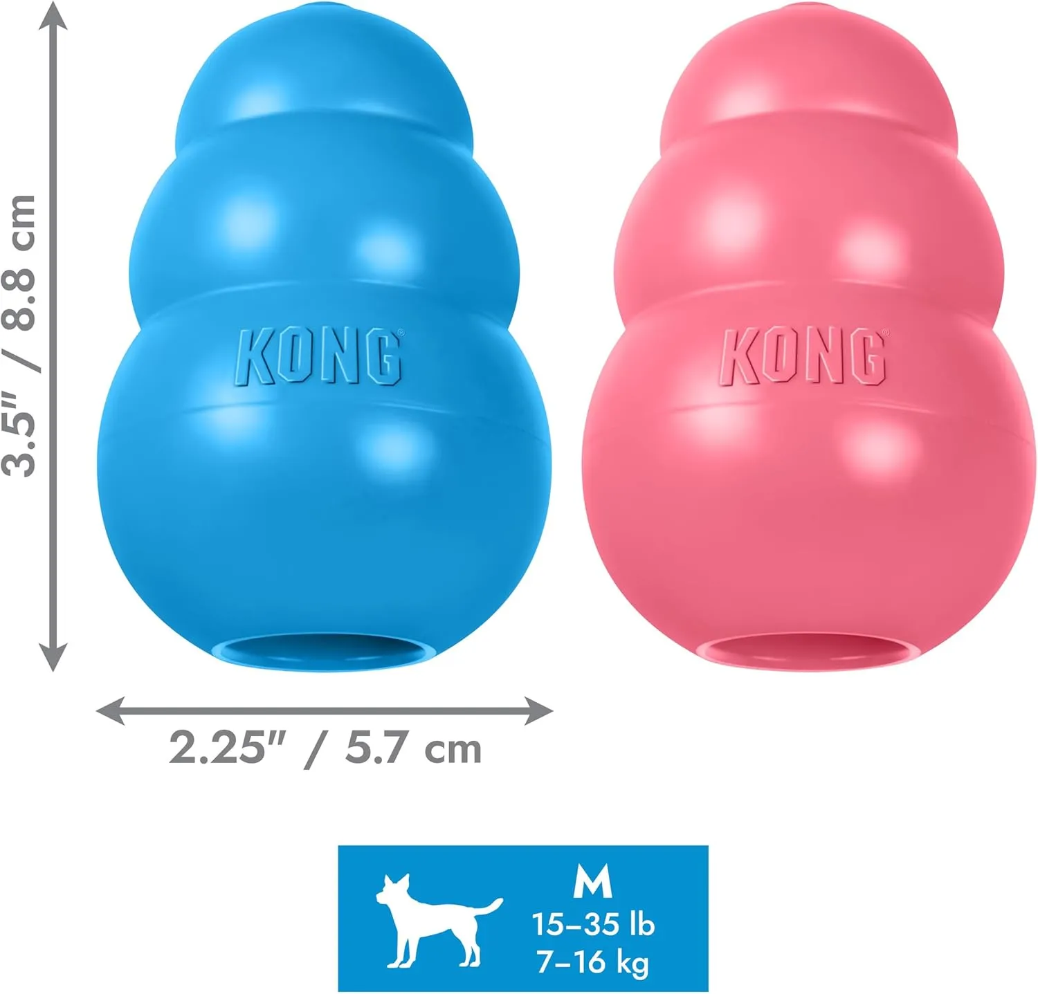 KONG Puppy - Natural Teething Rubber Chew Toy for Dogs - Stuffable Dog Toy for Extended Playtime - Chew & Fetch Toy for Puppies - for Medium Puppies - Blue