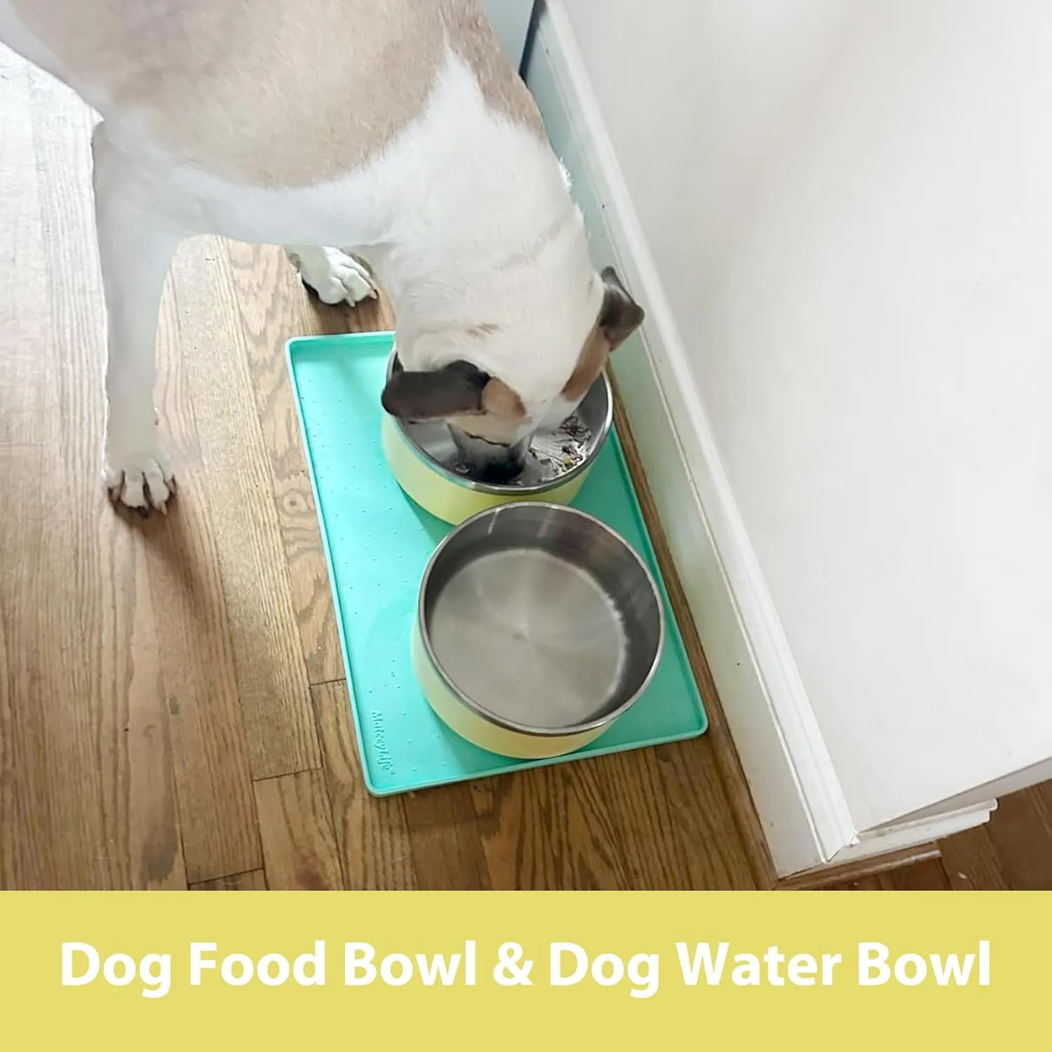 Light Yellow Stainless Steel 64oz Dog Bowls for Large Dogs Non-Slip & Rustproof