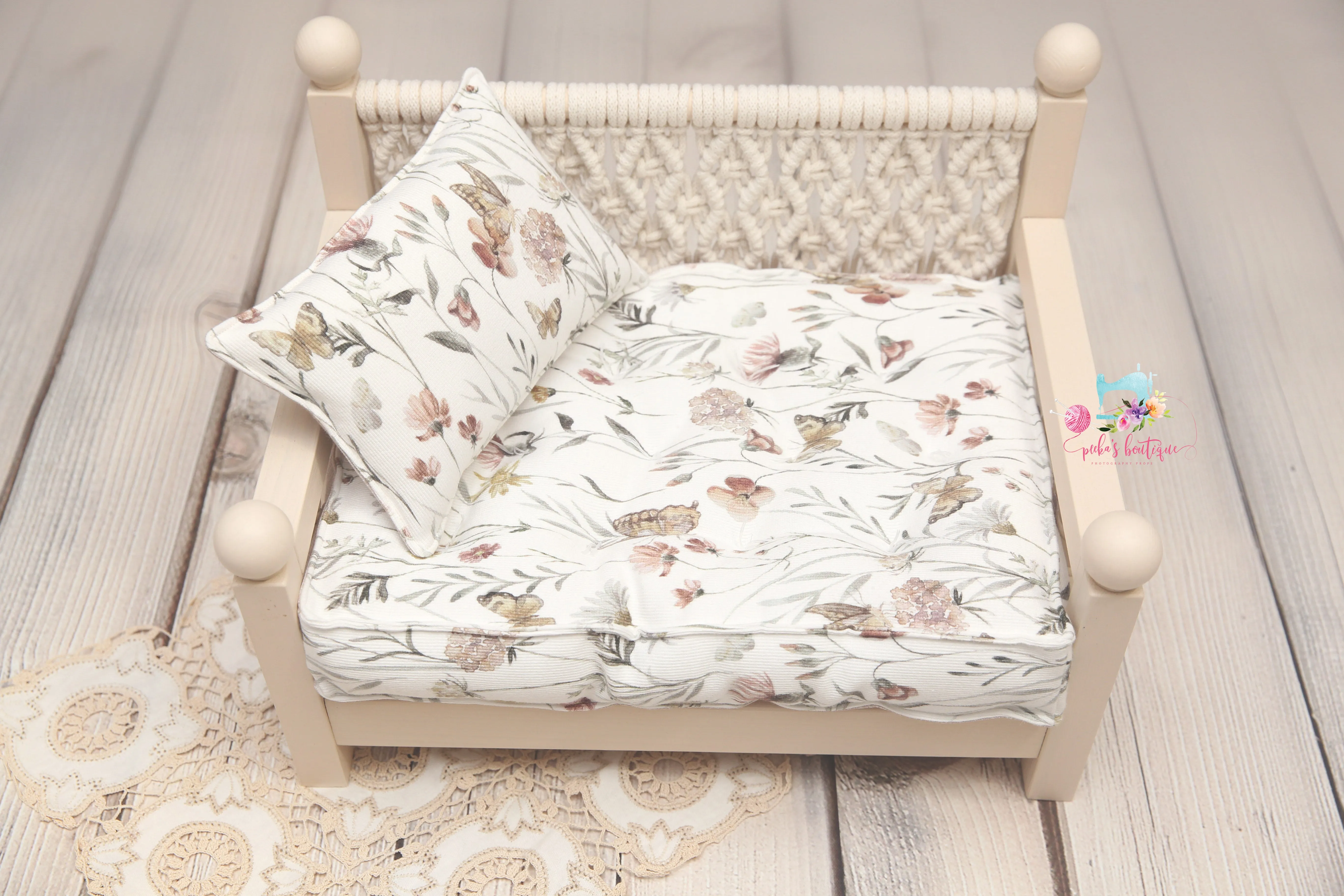 MADE TO ORDER- REVERSIBLE 2 Color Butterfly Field & Linen- NB Mattress