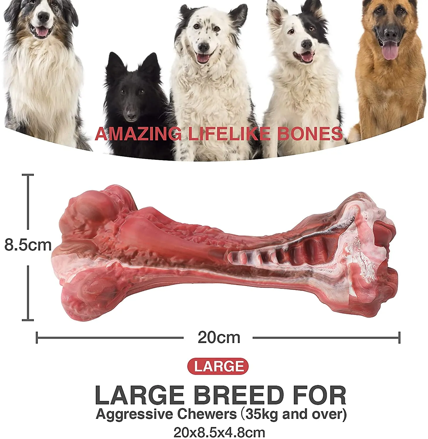 MASBRILL Dog Toys Indestructible Dog Chew Toys for Large Breed Aggressive Chewers Tough Dog Teething Toys for Pet Teeth Cleaning, Natural Rubber Interactive Dog Toys for Boredom