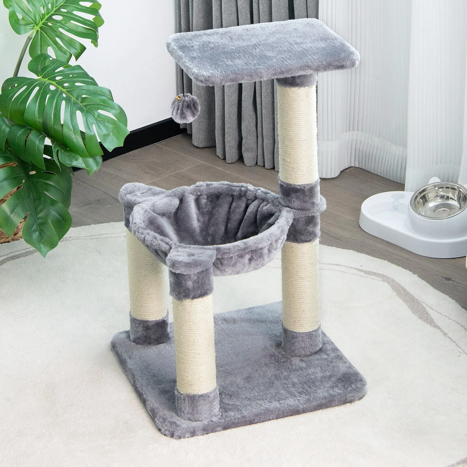 Multi-level Cat Activity Tree with Top Perch and Scratching Posts-Grey