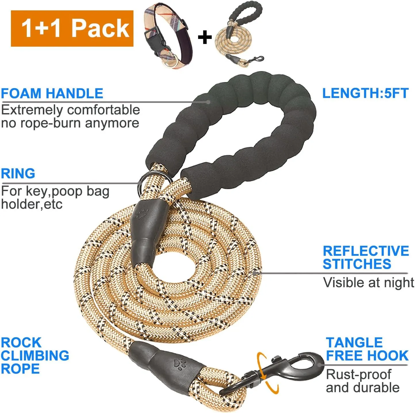 Nylon Dog Collar Soft Neoprene Padded Adjustable Dog Collars for Small Medium Large Dogs (XS Neck 9"-12", Beige)