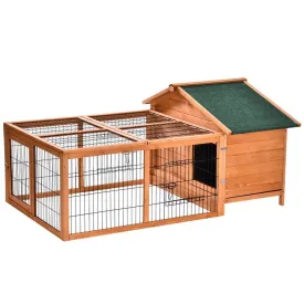 PawHut Wooden Rabbit Hutch Outdoor