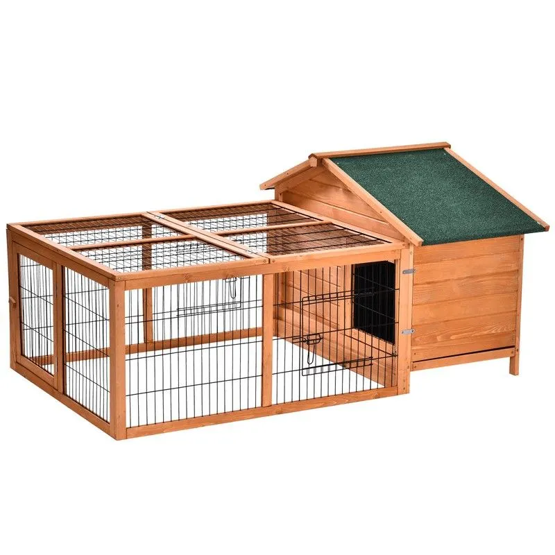 PawHut Wooden Rabbit Hutch Outdoor