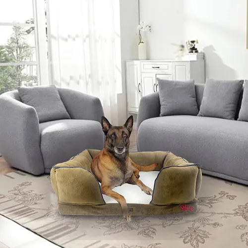 Petter World Ultra Luxury Micro Fur Orthopedic Sofa Bed for Dogs (Mocha Brown)