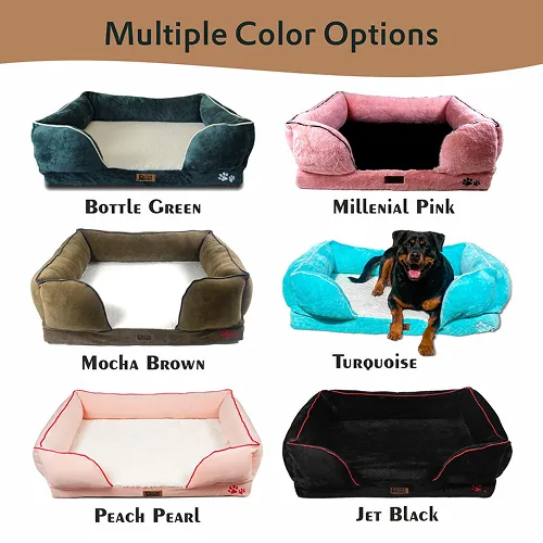 Petter World Ultra Luxury Micro Fur Orthopedic Sofa Bed for Dogs (Mocha Brown)