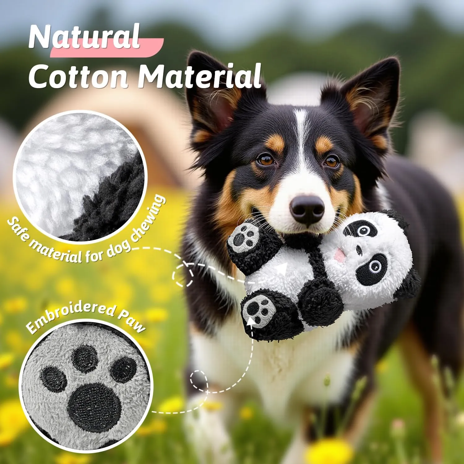 Plush Dog Toys for Aggressive Chewers, Squeaky Dog Toys for Large Dogs, Cute Animals Stuffed Dog Toy for Small Medium Dogs, Panda Dog Toys for Puppy Teething, Indestructible Dog Chew Toys
