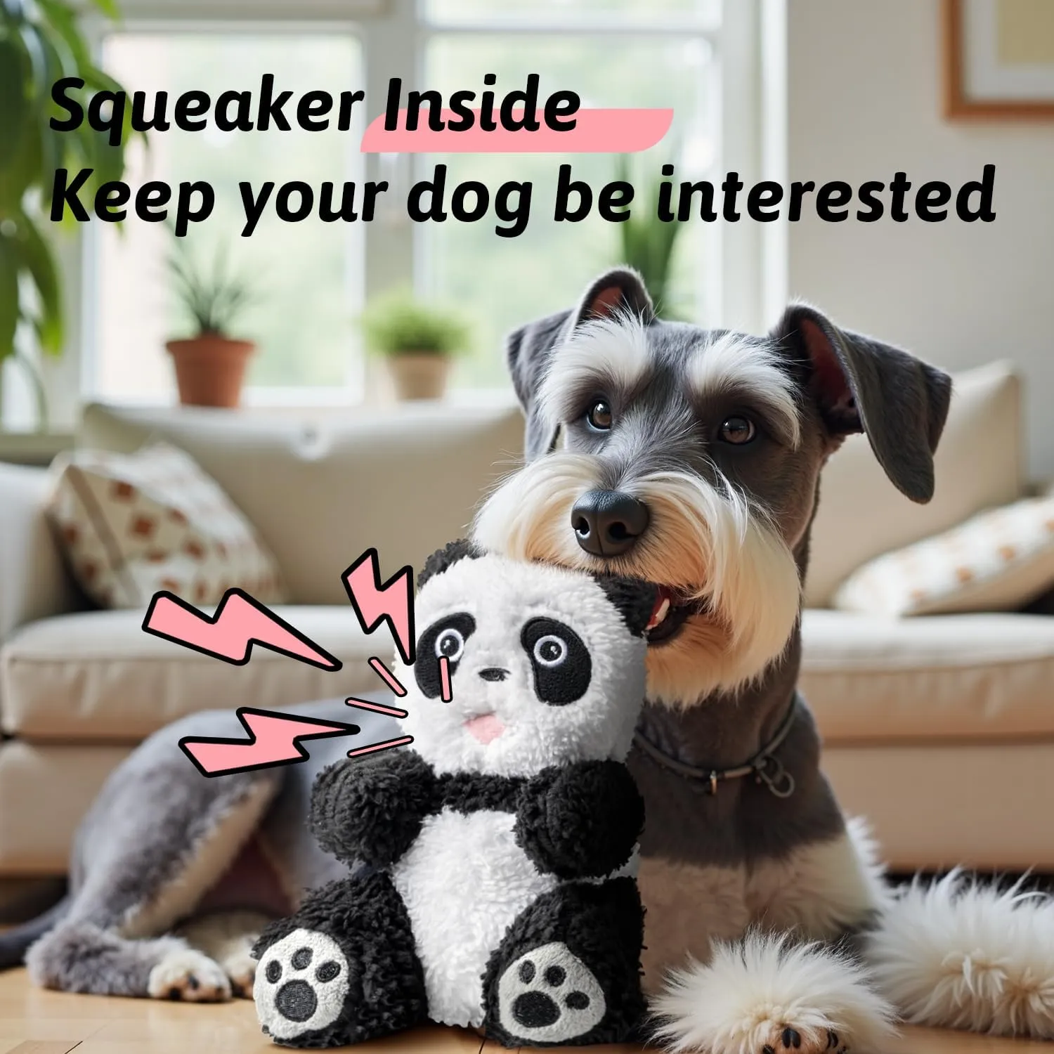 Plush Dog Toys for Aggressive Chewers, Squeaky Dog Toys for Large Dogs, Cute Animals Stuffed Dog Toy for Small Medium Dogs, Panda Dog Toys for Puppy Teething, Indestructible Dog Chew Toys