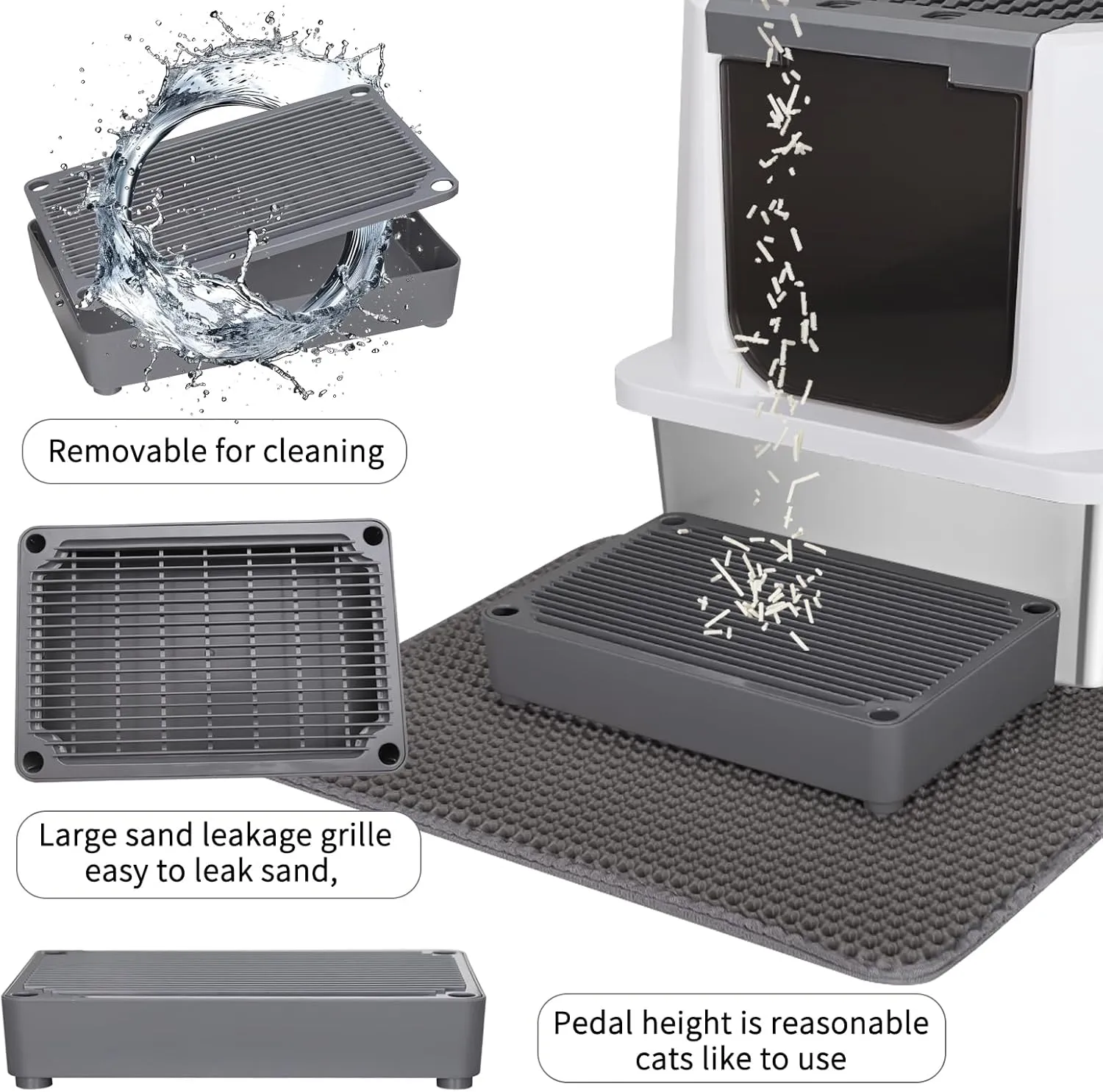 RIZZARI Stainless Steel Cat Litter Box, Odorless Enclosed Litter Box with Top Holes, Large Litter Pan for Small to Large Sized Cats (Dark Gray, 23.8" L*15.9" W*16.1" H)
