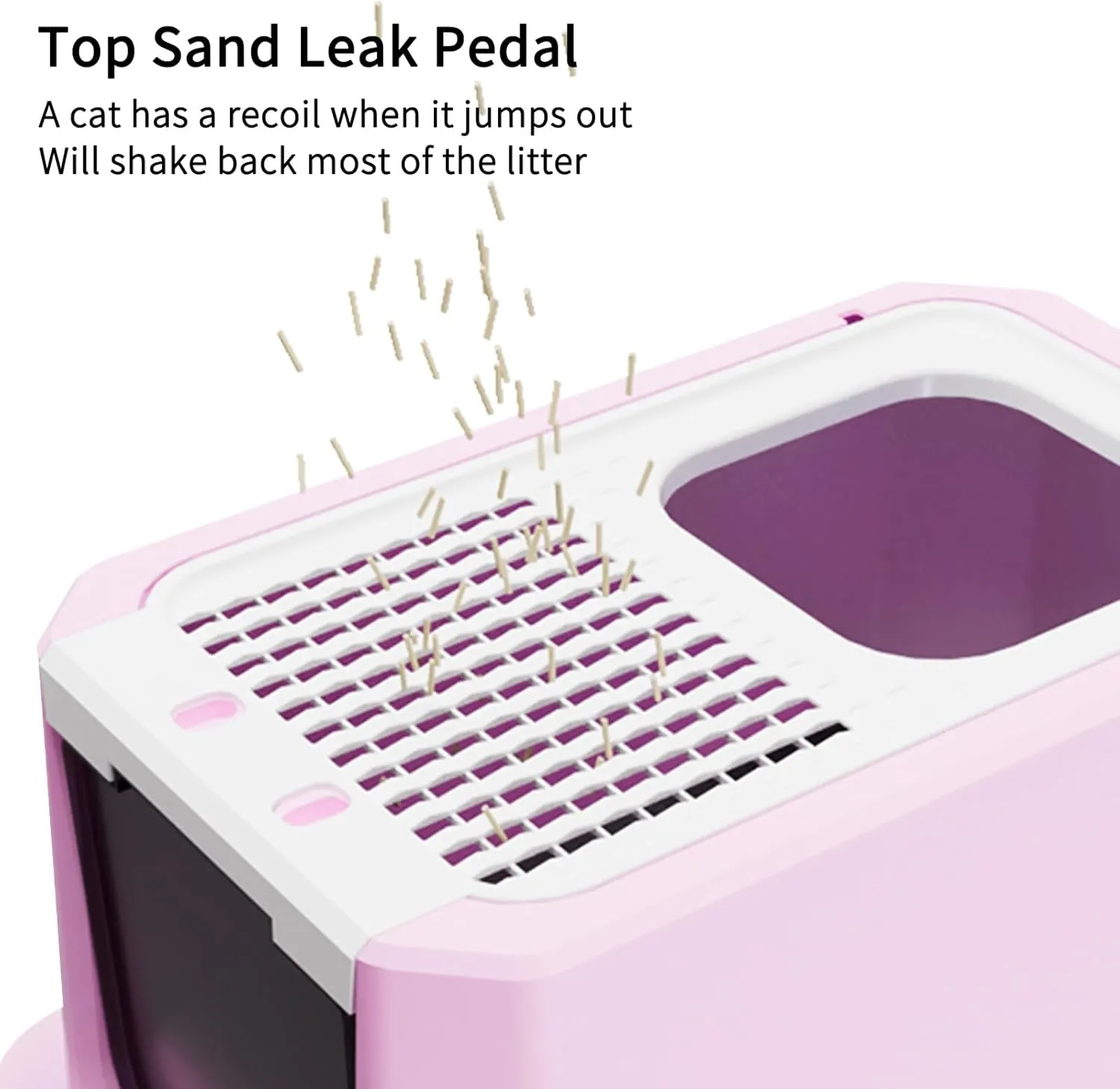 RIZZARI Stainless Steel Cat Litter Box, Semi-Enclosed with Raised Edges, Anti-Leakage & Odorless, Large for Small to Large Cats (Deep Pink, 23.8" L*15.9" W*18" H)