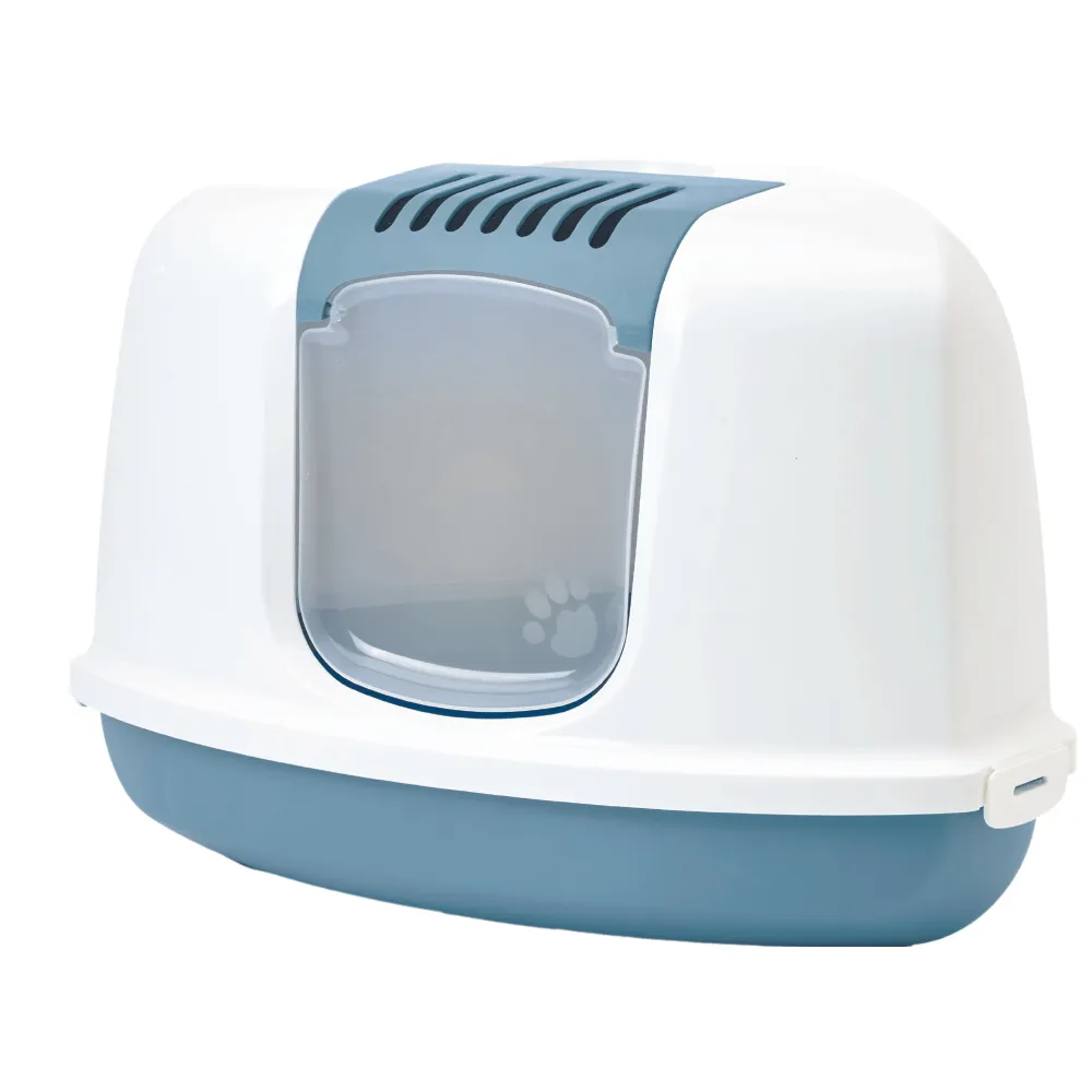 Savic Nestor Corner Toilet Home for Cats (White/Bluestone)