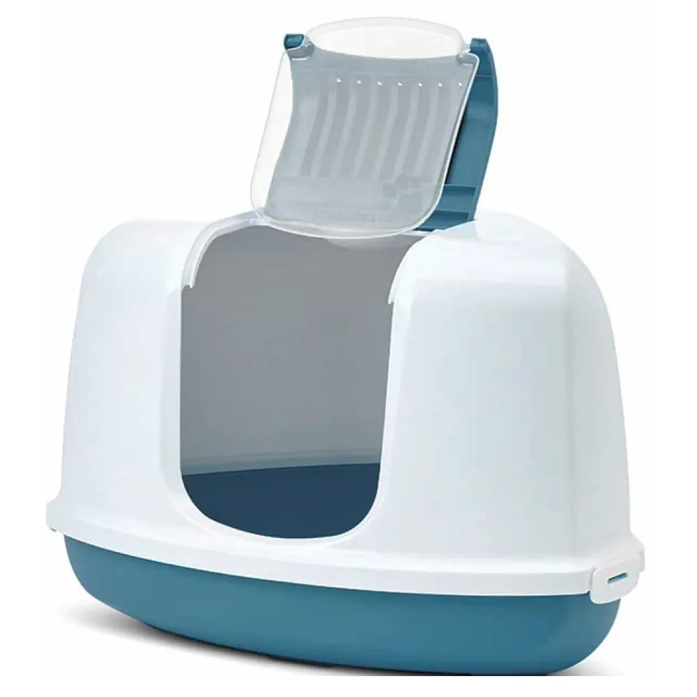 Savic Nestor Corner Toilet Home for Cats (White/Bluestone)