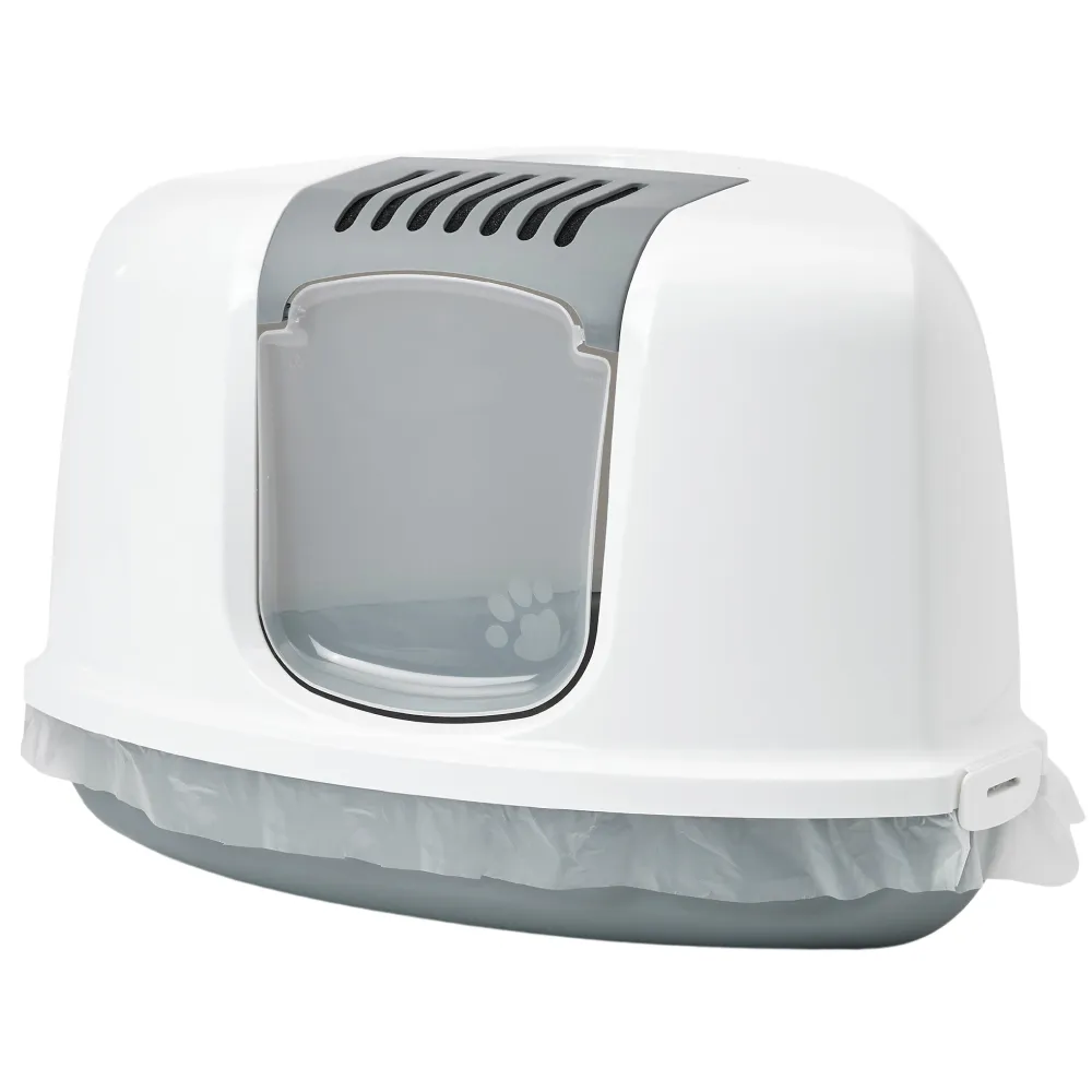 Savic Nestor Corner Toilet Home for Cats (White/Grey)