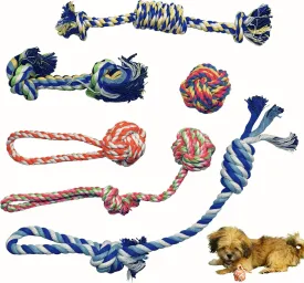 Small Puppy Dog Rope Toys for Play Chew Teething and Boredom - for Small and Toy Dogs (6-Pack)