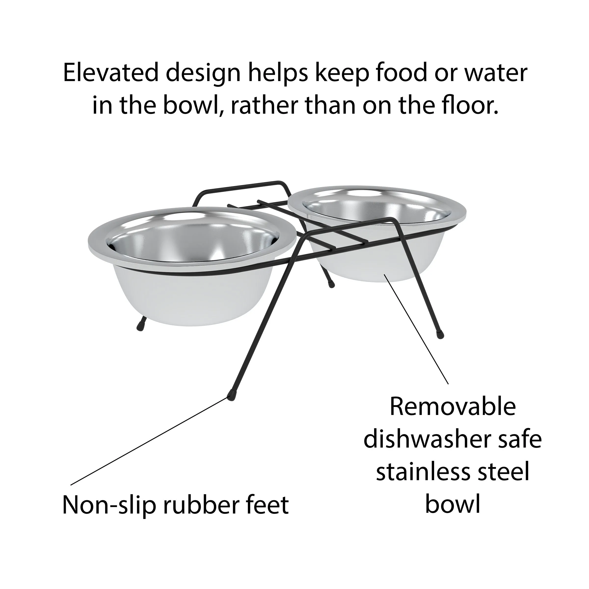 Stainless Steel Elevated Pet Bowls and Iron Stand