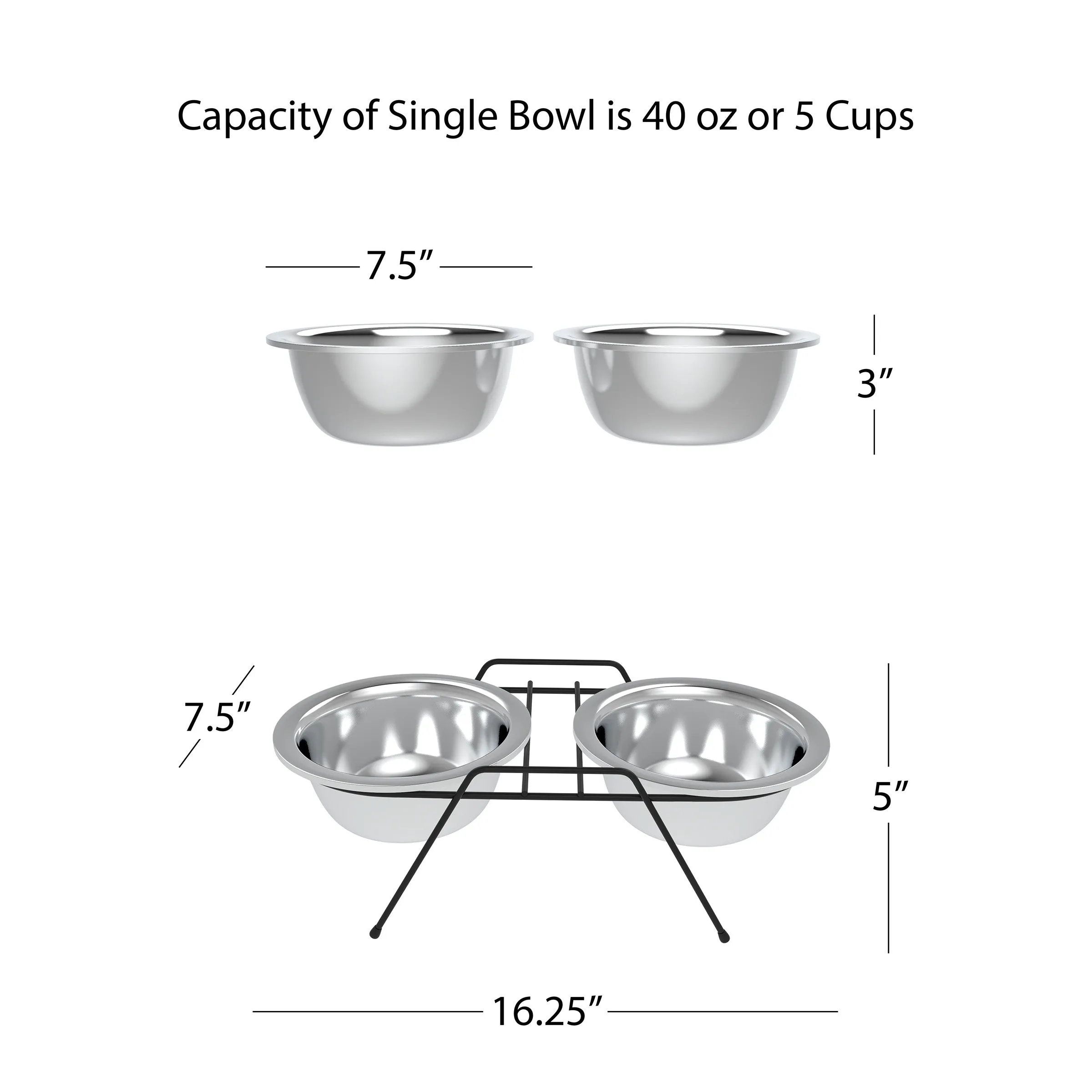 Stainless Steel Elevated Pet Bowls and Iron Stand