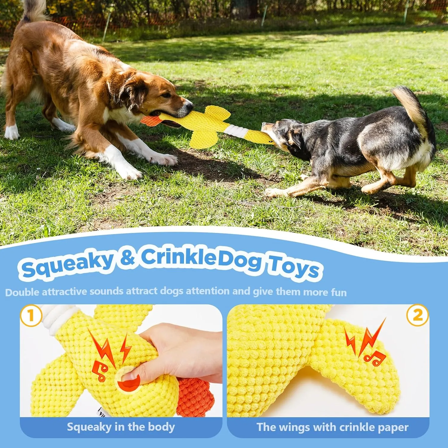 Vitscan Durable Dog Toys for Aggressive Chewers Large Breed/Dog Chew Toy/Indestructible Tough Squeaky Dog Toys/Interactive Dog Toy for Large Dogs/Plush Puppy Toys/Puppy Chew Toys for Teething