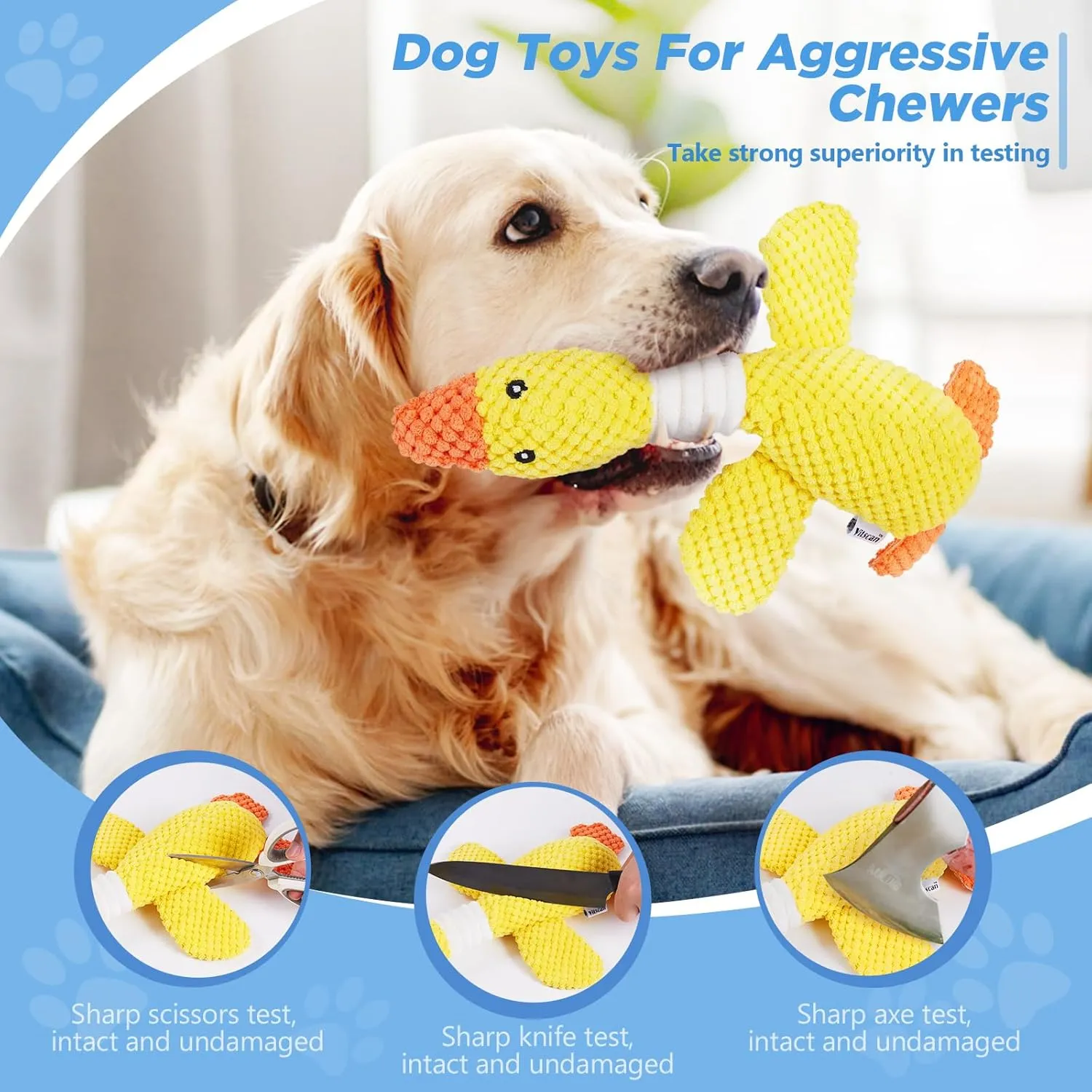 Vitscan Durable Dog Toys for Aggressive Chewers Large Breed/Dog Chew Toy/Indestructible Tough Squeaky Dog Toys/Interactive Dog Toy for Large Dogs/Plush Puppy Toys/Puppy Chew Toys for Teething