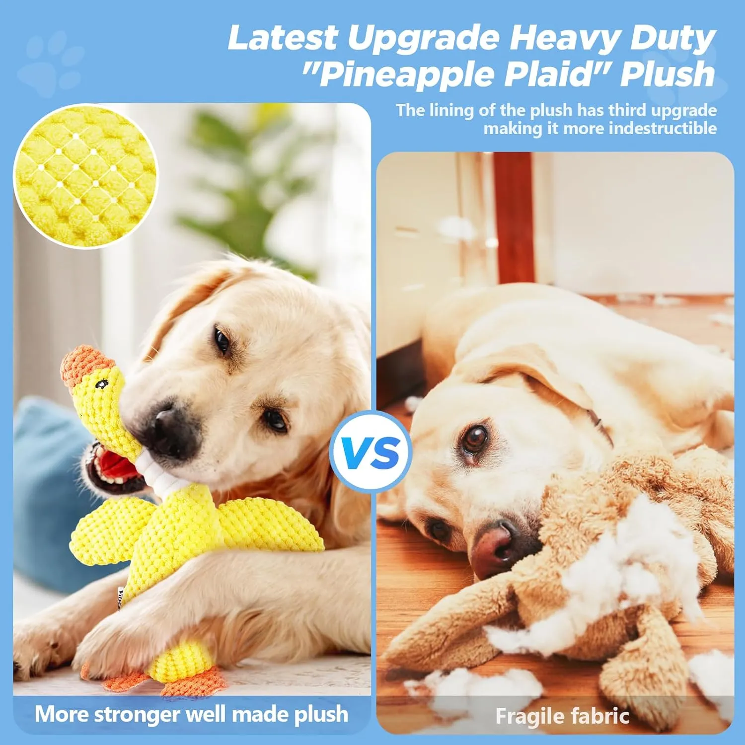 Vitscan Durable Dog Toys for Aggressive Chewers Large Breed/Dog Chew Toy/Indestructible Tough Squeaky Dog Toys/Interactive Dog Toy for Large Dogs/Plush Puppy Toys/Puppy Chew Toys for Teething