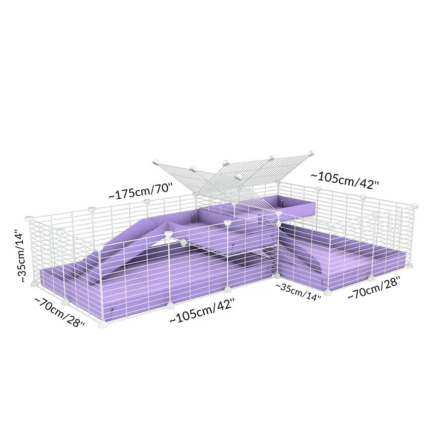White L-Shape 6x2 C&C Cage with Divider & Loft