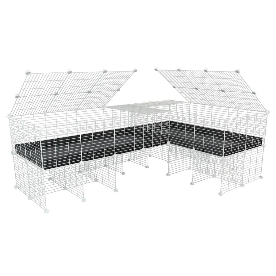 White L-Shape 8x2 C&C Cage with Divider & Stand