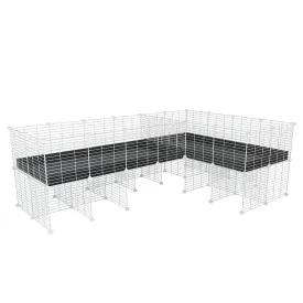 White L-Shape 8x2 C&C Cage with Divider & Stand