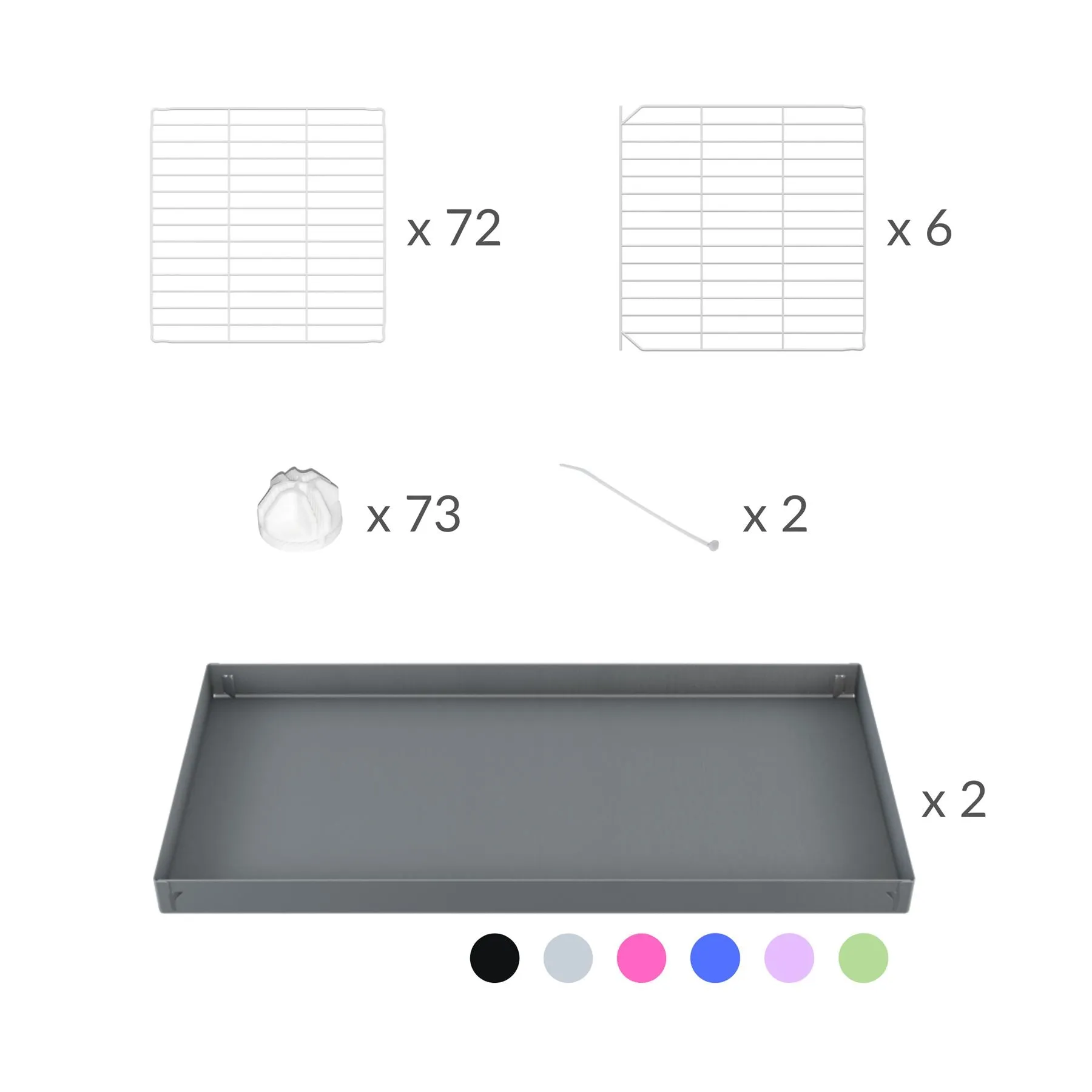 White L-Shape 8x2 C&C Cage with Divider & Stand