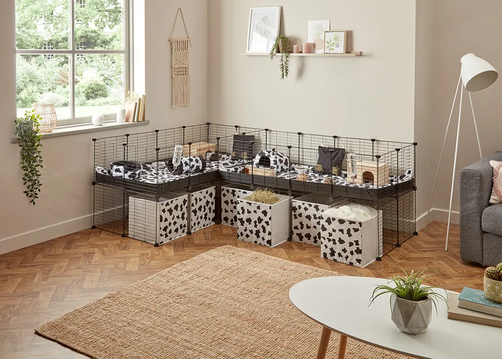 White L-Shape 8x2 C&C Cage with Divider & Stand
