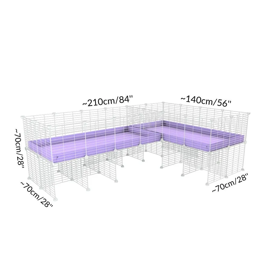 White L-Shape 8x2 C&C Cage with Divider & Stand