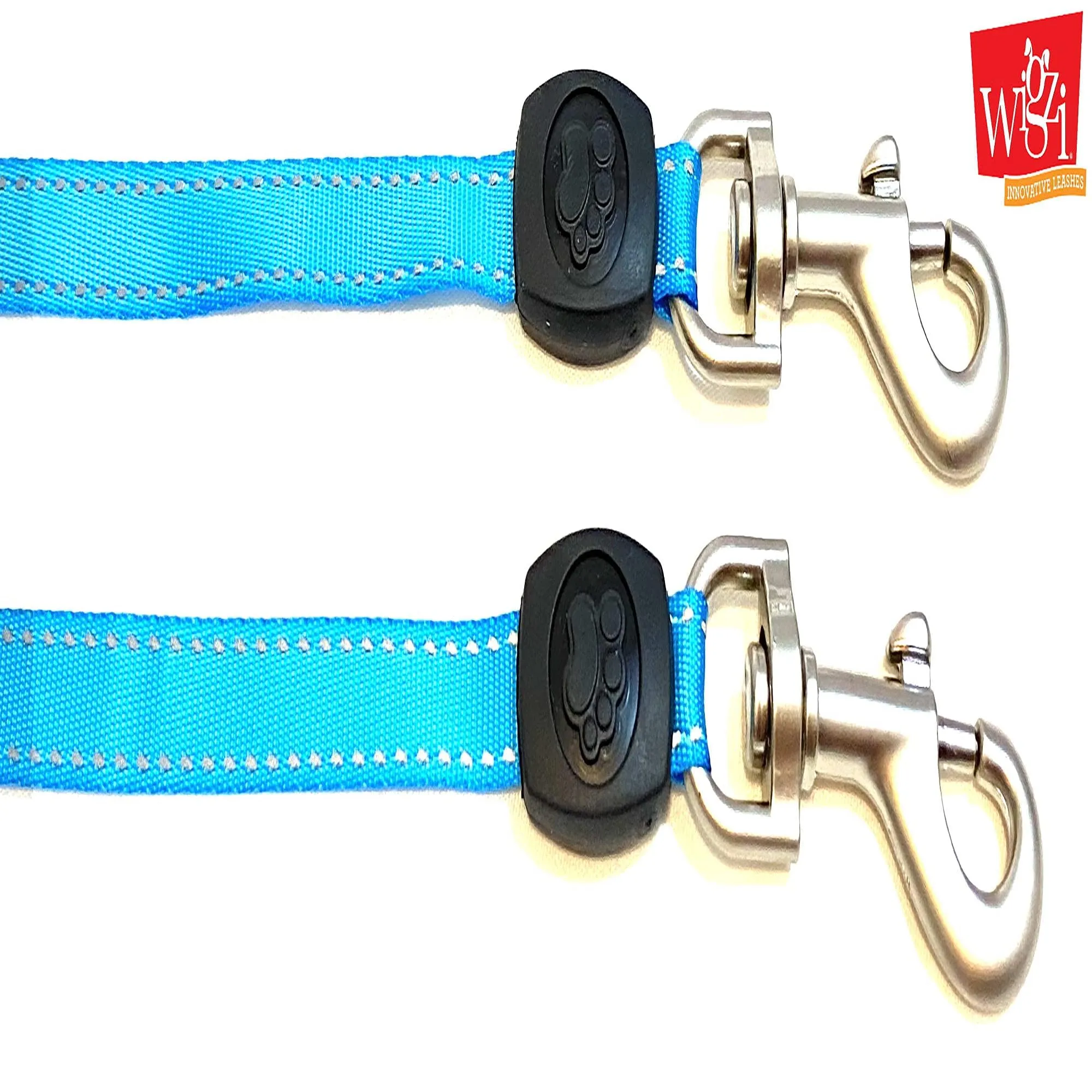 Wigzi Dual-Dog Waking Retractable Easy Lock Gel Handle Auto Untangle Dog Leash with Coupler - Blue - All Sizes - Up to 18 Feet
