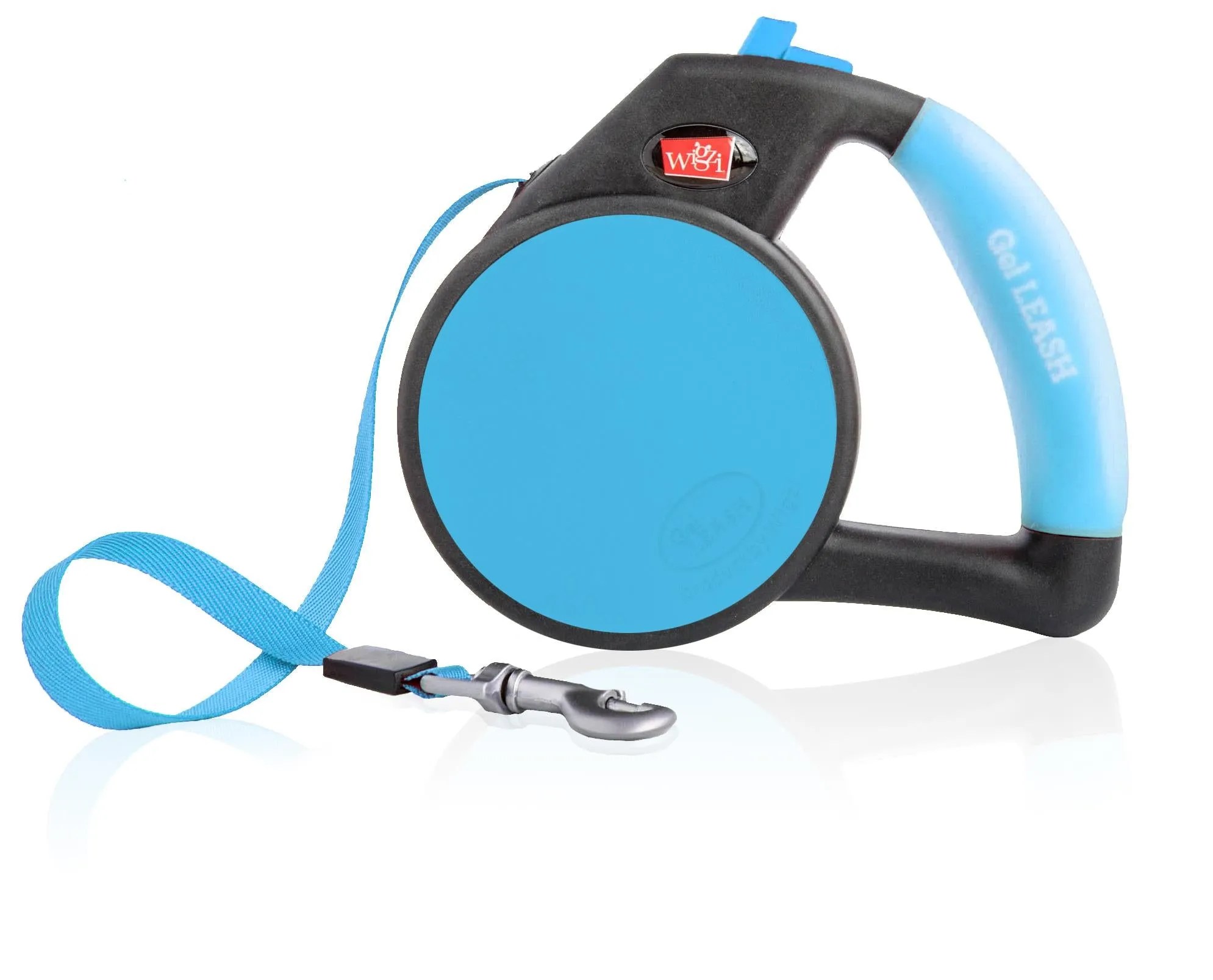 Wigzi Gel Handle Gripped Tape Retractable Nylon Dog Leash - Blue - Medium - Up to 16 Feet