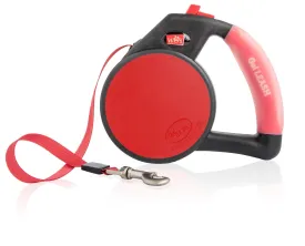 Wigzi Gel Handle Gripped Tape Retractable Nylon Dog Leash - Red - Medium - Up to 16 Feet