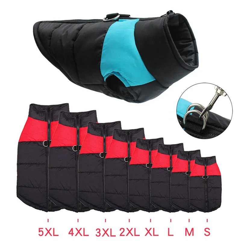 Winter Warm Dog Clothes Waterproof Pet Padded Vest Zipper