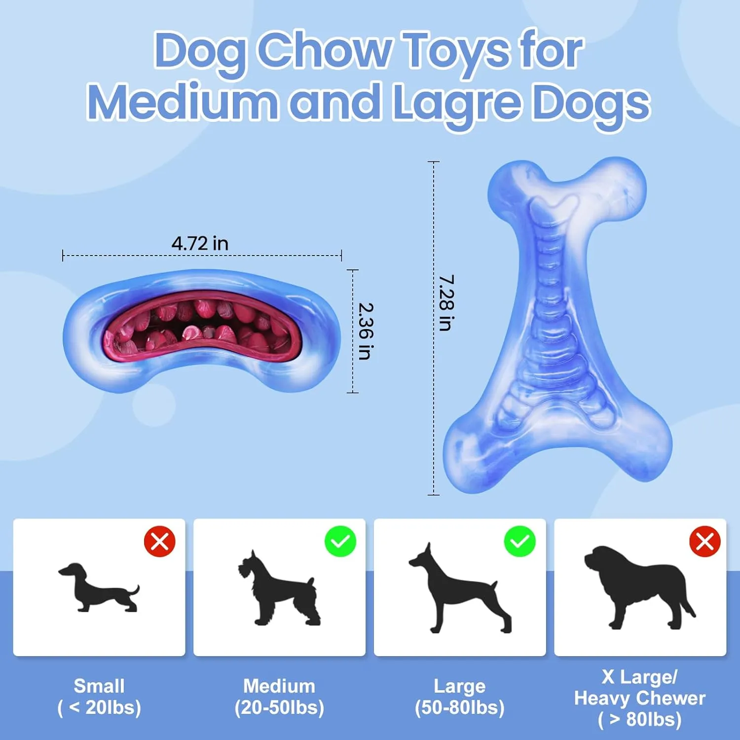 WinTour Tough Dog Toys for Aggressive Chewers, Indestructible Dog Toys to Keep Them Busy, Durable Interactive Chewers for Medium & Large Breeds, Grilled Fish Flavor