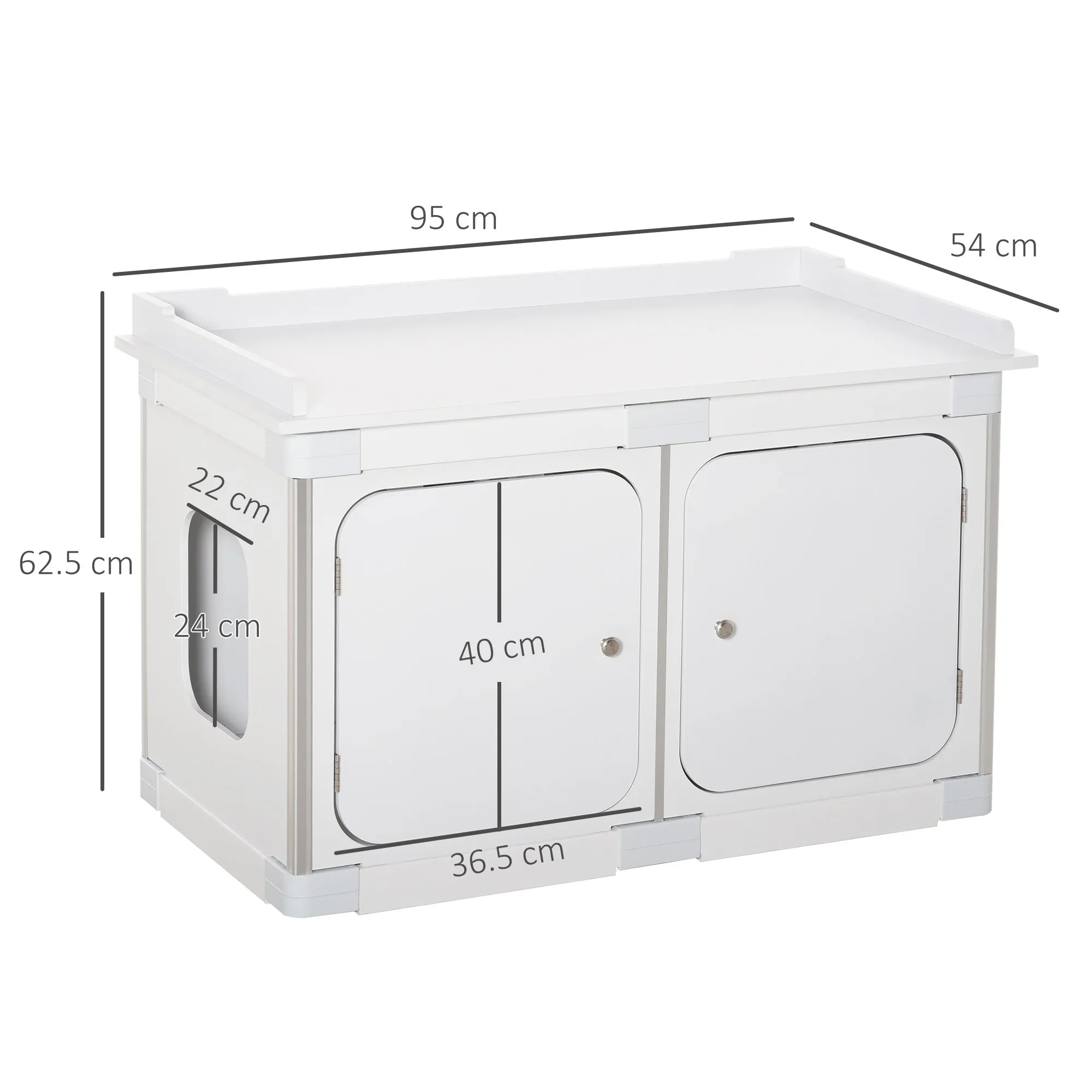 Wooden Cat Litter Box Washroom Toilet Home Nightstand Indoor w/ Partition Board